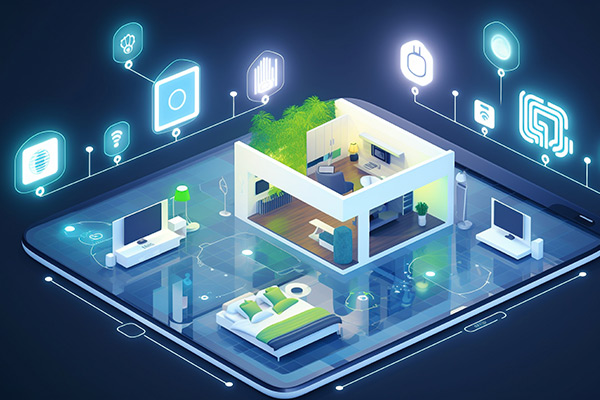 IoT concept illustration showing connected devices in a home