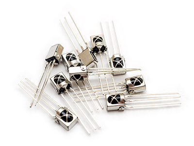 Close up of optoelectronic components in a pile