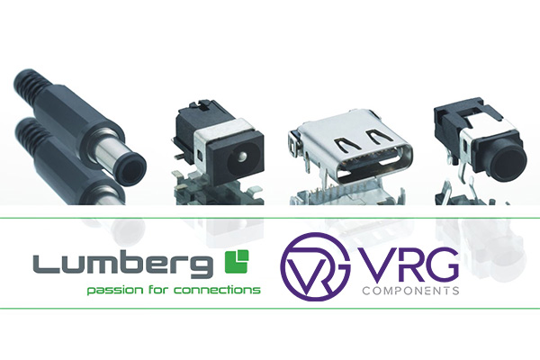 Close up of 4 different Lumberg products with the Lumberg & VRG logos